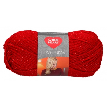 wloczka red heart lisa lurex metaliczna nitka czerwona blyszczaca